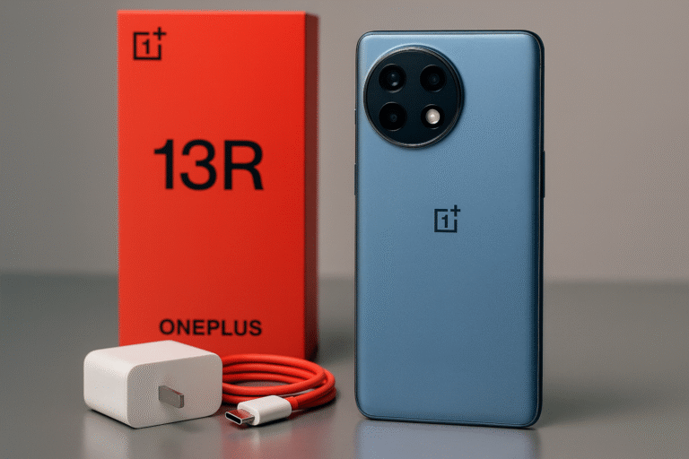 "OnePlus 13R smartphone with 6,000 mAh battery and 120Hz AMOLED display"