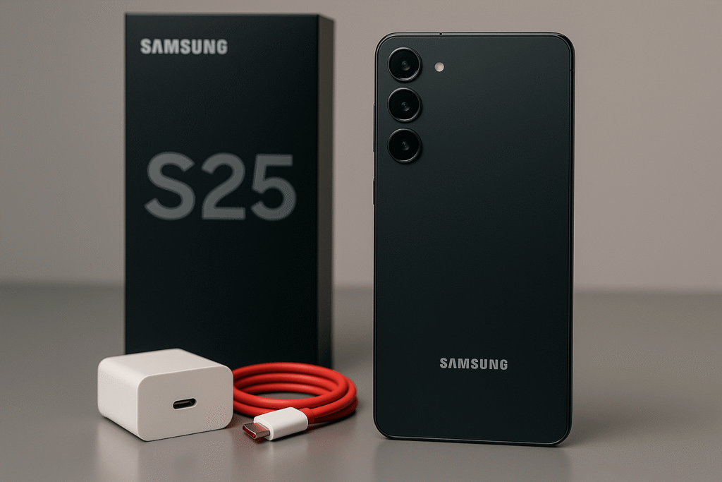 "Samsung Galaxy S25 showing sleek design and flagship display"