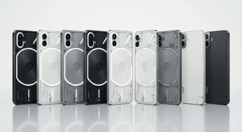 Image of all the nothing phones available for updates