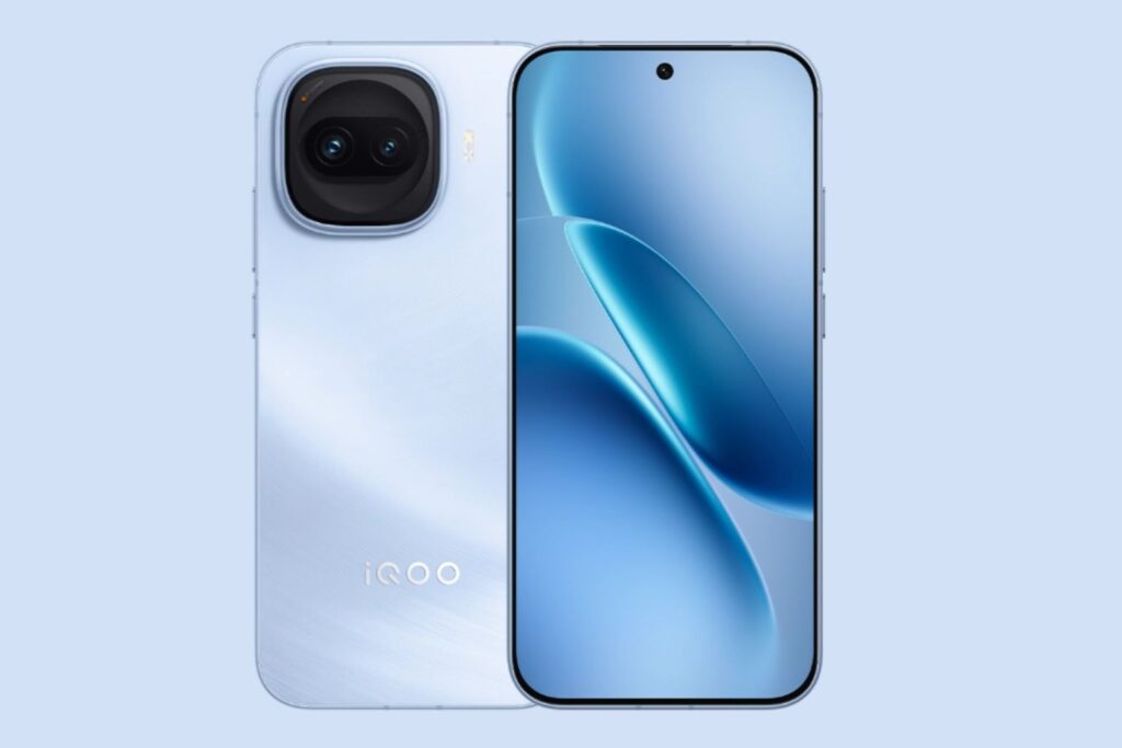 Side and front profile of the iQOO Z11 Turbo showing the flat AMOLED display and the porthole-style rear camera module.