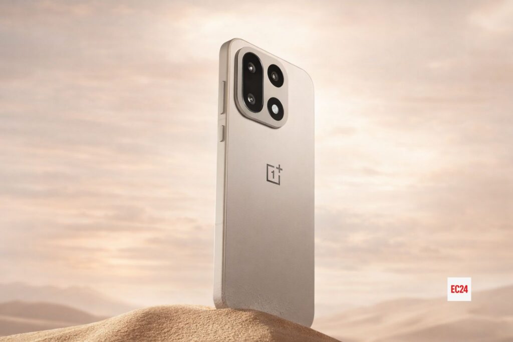 Rear view of the OnePlus Turbo 6 in "Chasing Light Silver," showing its ultra-slim square camera module
