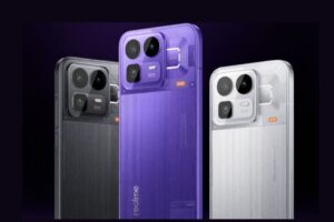 realme Neo 8 shown in multiple color options, highlighting the rear design and camera module, featuring a large 8,000 mAh battery and 165 Hz display support