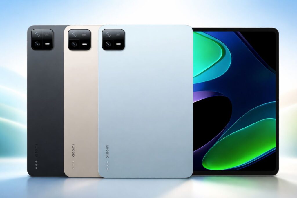 Xiaomi Pad 6 tablet with Snapdragon 870 and 144Hz display shown from front and back