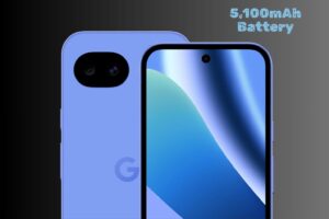 Google Pixel 10a in blue color featuring dual rear camera design and display, launched with 5,100mAh battery