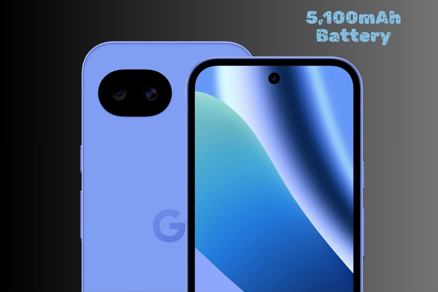 Google Pixel 10a in blue color featuring dual rear camera design and display, launched with 5,100mAh battery