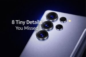 Close-up of Samsung Galaxy S26 Ultra camera module with 8 tiny details highlighted