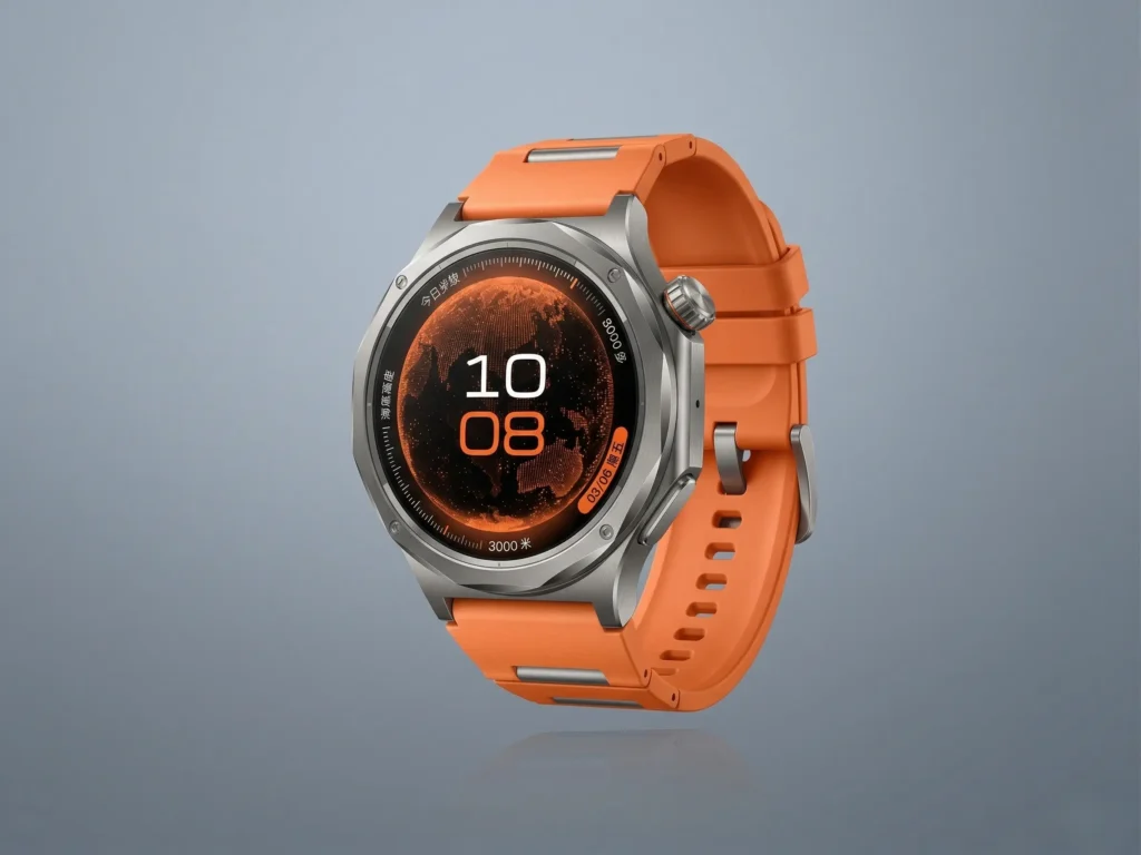 Oppo Watch X3 titanium smartwatch with orange strap and LTPO display