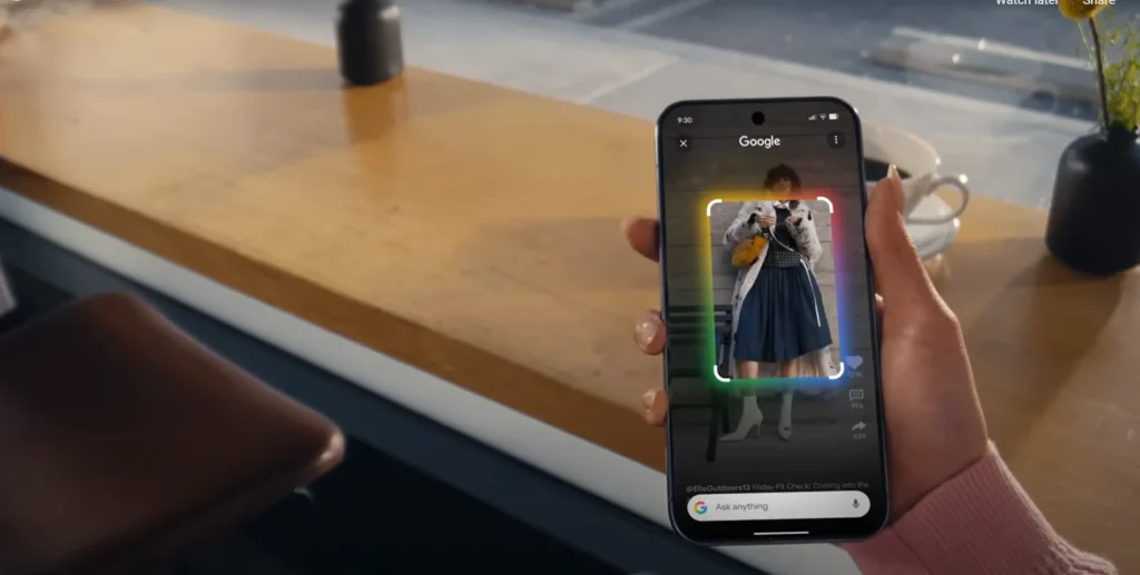 Pixel Circle to Search identifying outfit on screen