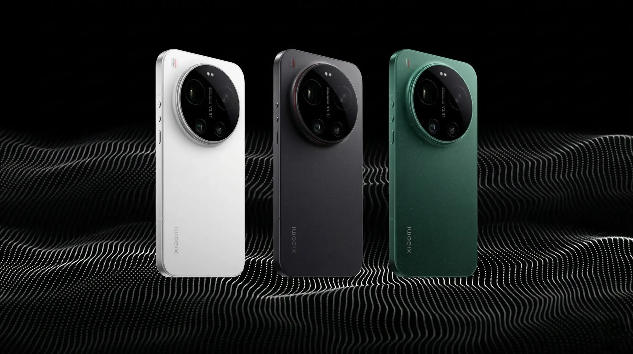 Xiaomi 17 Ultra flagship smartphone in white, black, and green showing large Leica camera module design