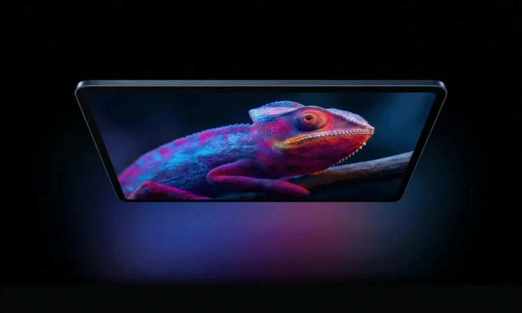 Xiaomi Pad 8 tablet showing 11.2-inch 3.2K 144Hz display with vivid colors