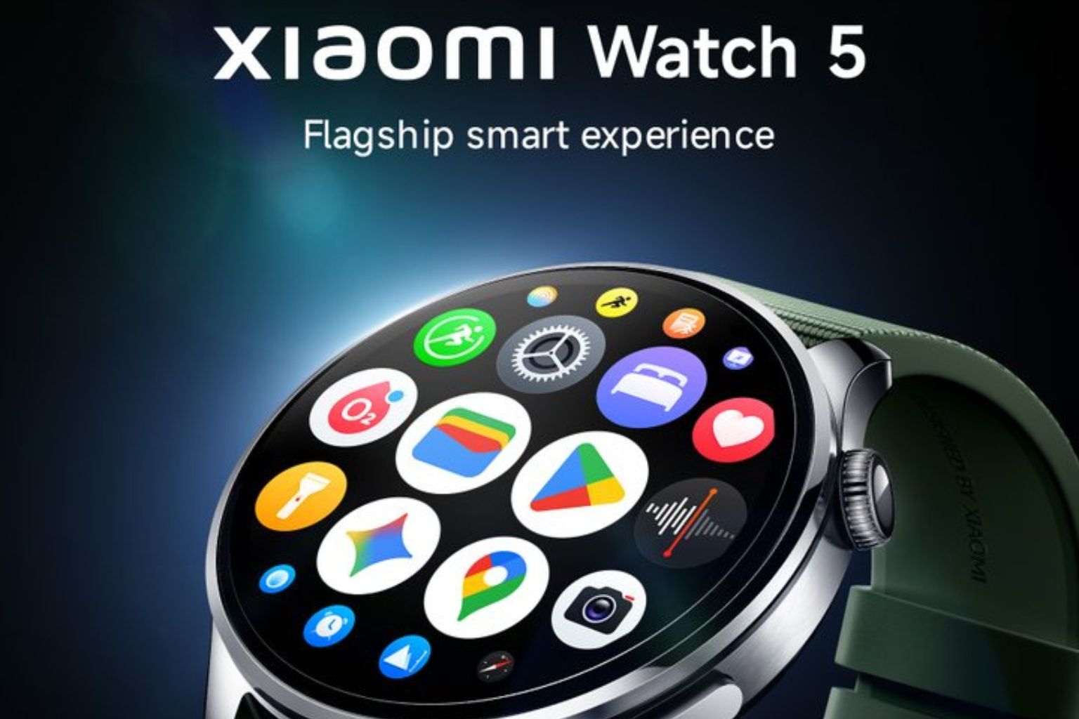 Xiaomi Watch 5 smartwatch showing app interface on AMOLED display
