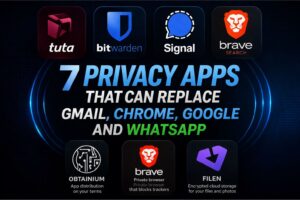7 privacy apps that replace Gmail Chrome Google and WhatsApp including Tuta Bitwarden Signal Brave Search Filen and Obtainium