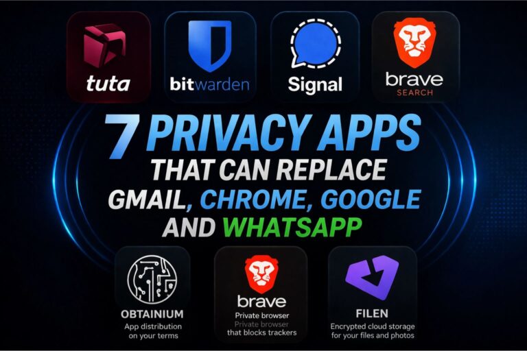 7 privacy apps that replace Gmail Chrome Google and WhatsApp including Tuta Bitwarden Signal Brave Search Filen and Obtainium