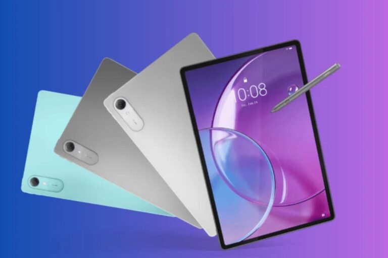 Multiple units of the Lenovo Idea Tab Pro Gen 2 shown in Luna Grey, Cloud Grey, and Jelly Mint colors