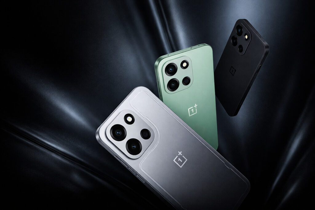 OnePlus Nord 6 shown in multiple colors with triple camera design and dark background highlighting rumored 9000mAh battery flagship-style design